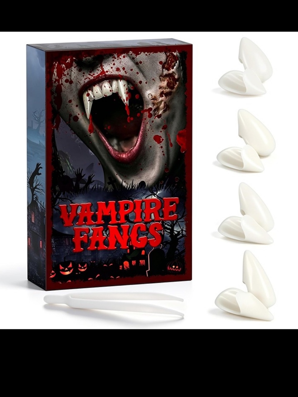 4 Pair Vampire Teeth Fangs with Adhesive for Cosplay Prop Decoration Halloween P